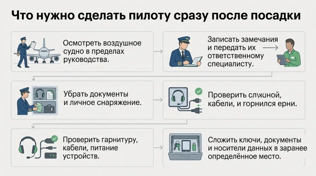 Что нужно сделать пилоту сразу после посаки 