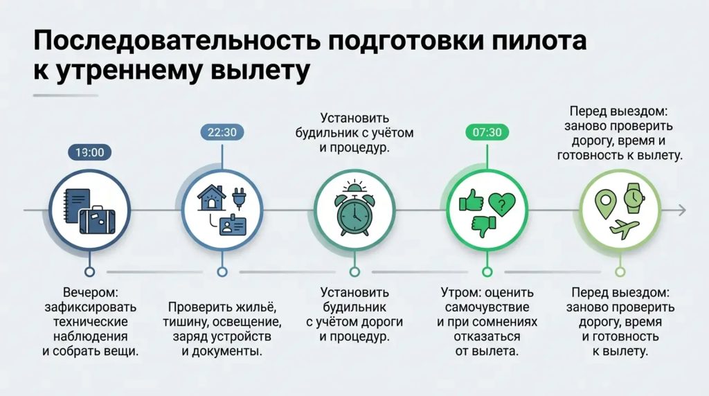 Последовательность подготовки пилота
